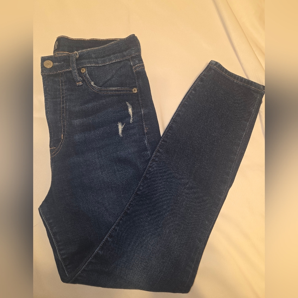 Gap High Rise True Skinny Distress Jeans